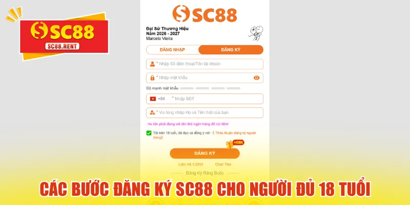 Các bước đăng ký SC88 cho người đủ 18 tuổi