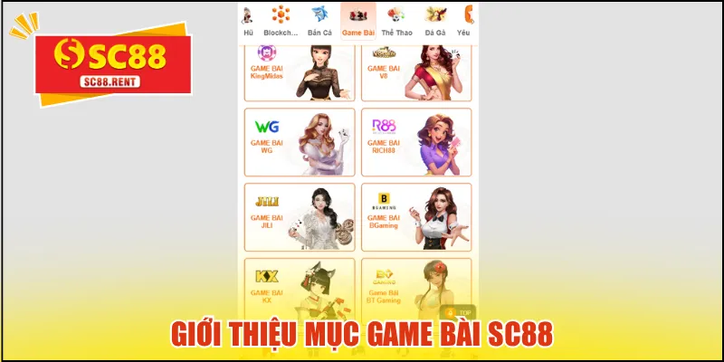 Giới thiệu mục game bài SC88