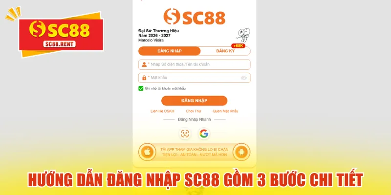 Hướng dẫn đăng nhập SC88 gồm 3 bước chi tiết
