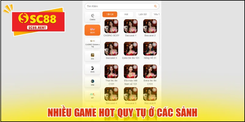 Nhiều game hot quy tụ ở các sảnh